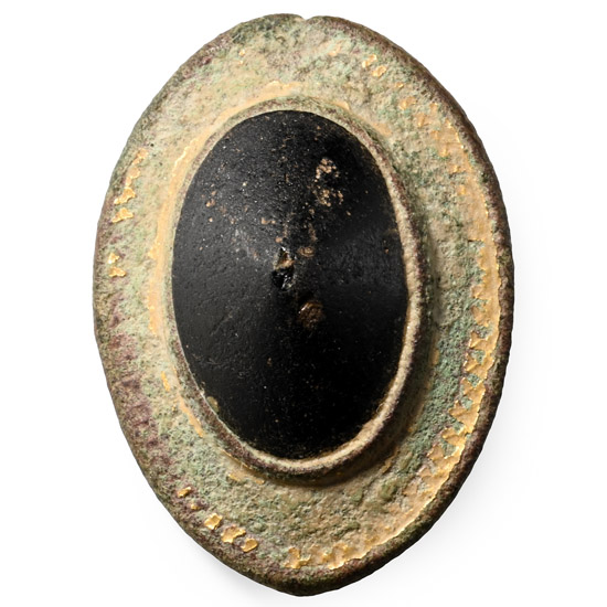 Roman Gilt Bronze Umbonate Plate Brooch with Conical Gem