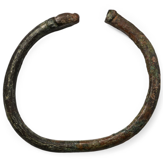 Roman Bronze Bracelet with Animal Head Terminal