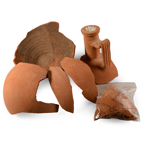 Large Complete Roman Redware Flagon in Pieces for Restoration