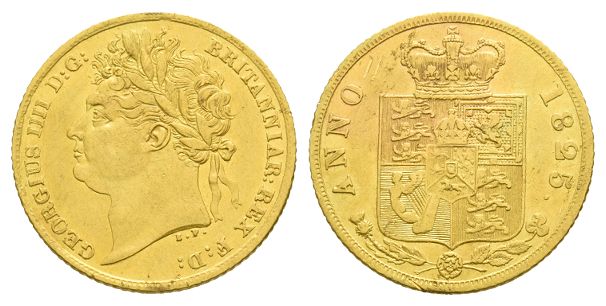 Great Britain. Hanover, George IV AV Half Sovereign.