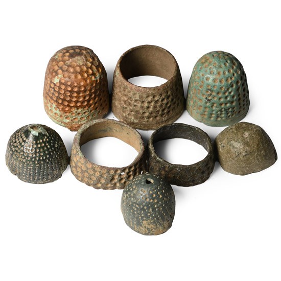 Medieval Bronze Beehive and Other Thimble Collection