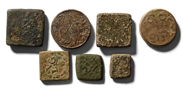 Group of Seven [7] Medieval and Later Bronze Coin Weights.