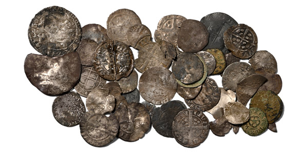 Group of Forty-Four [44] Medieval English, Scottish, and Continental Silver and Bronze Hammered Coins.