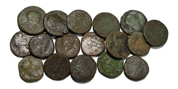 Group of Seventeen [17] Roman Bronze Sestertius Coins.