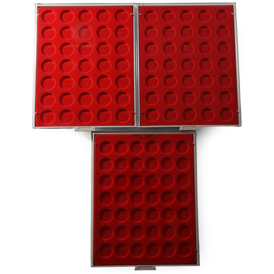 Group of Three [3] Lindner Lined Coin Trays