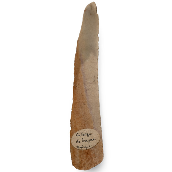 French Stone Age Knapped Flint Long Blade Scraper