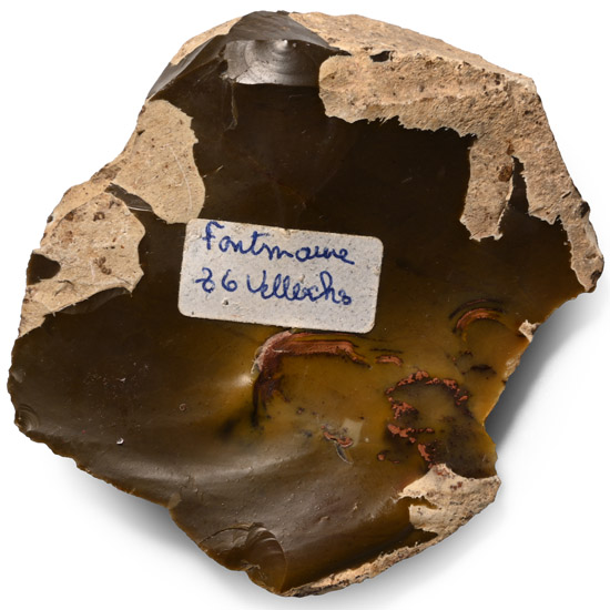 French Stone Age Fontmaure Jasper Neanderthal Knapped Flint Scraper
