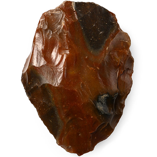 French Stone Age Mousterian Knapped Flint Bifacial Handaxe
