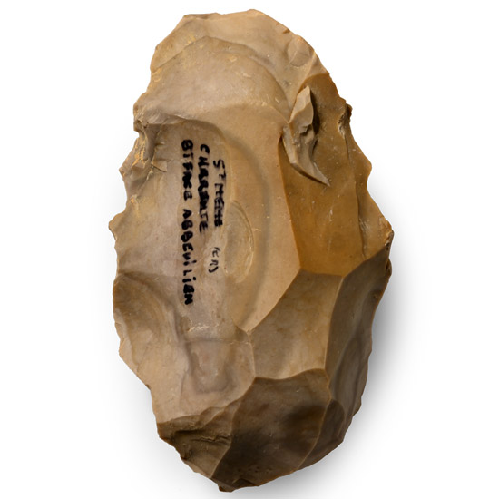 French Homo Heidelbergensis Knapped Flint Handaxe