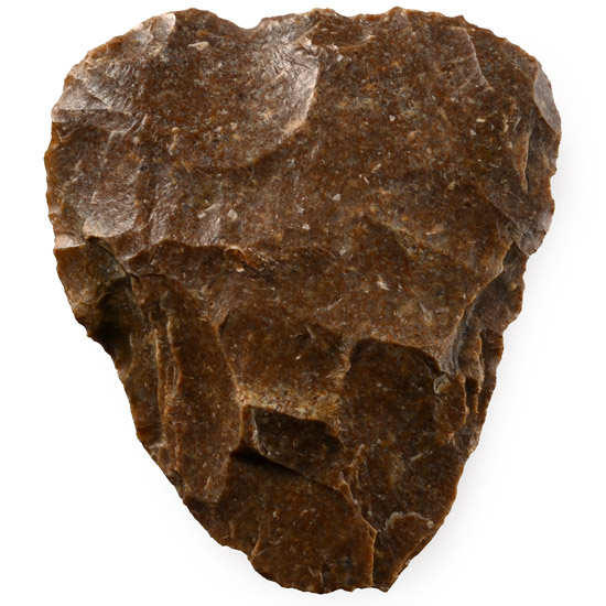 French Stone Age Triangular Mousterian Knapped Flint Handaxe