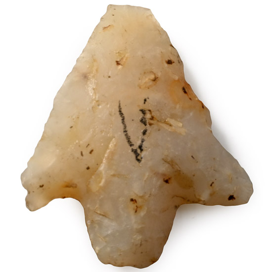 French Stone Age Knapped Chalcedony Arrowhead