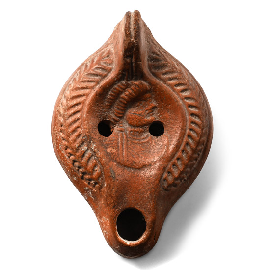 Roman Terracotta Oil Lamp with Female Bust