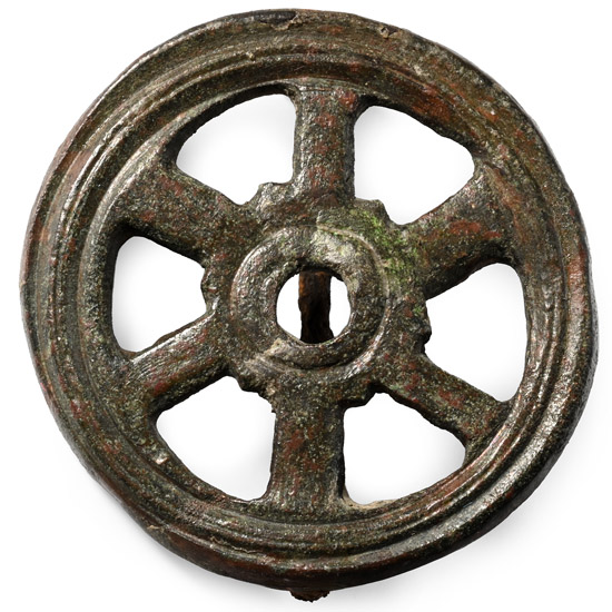 Roman Bronze Chariot Wheel Plate Brooch