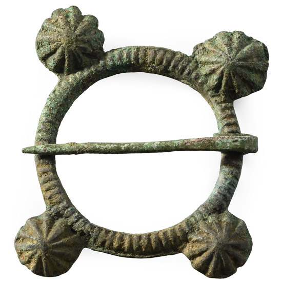 Saxon Bronze Ring Brooch with Bosses