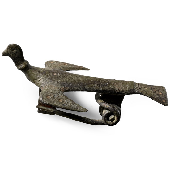 Roman Bronze Bird in Flight Plate Brooch