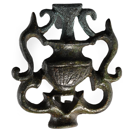 Roman Bronze Amphora and Trumpets Plate Brooch