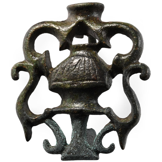 Roman Bronze Amphora and Trumpets Plate Brooch