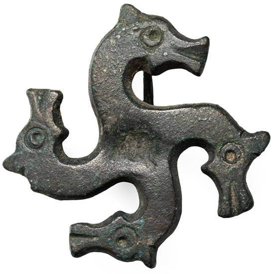 Roman Bronze Horse-Head Whorl Plate Brooch