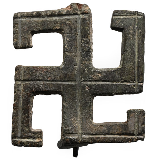 Roman Bronze Fylfot Plate Brooch