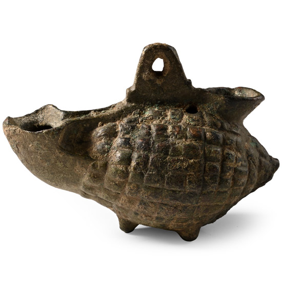 Roman Bronze Hanging Oil Lamp