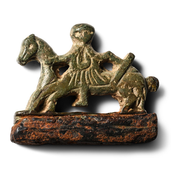 Viking Age Bronze Fire Steel with Horse and Warrior