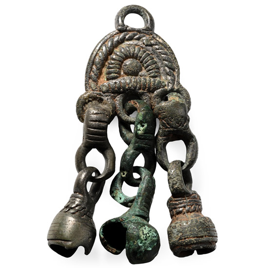 Viking Age Bronze Pendant with Bell-Shaped Drops