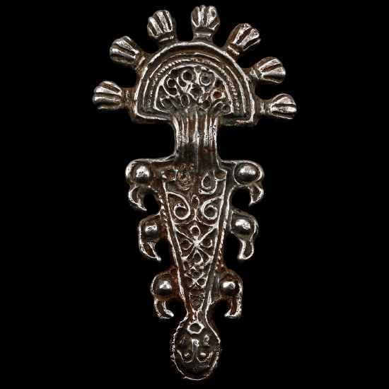 Germanic Silver Radiate-Headed Bow Brooch