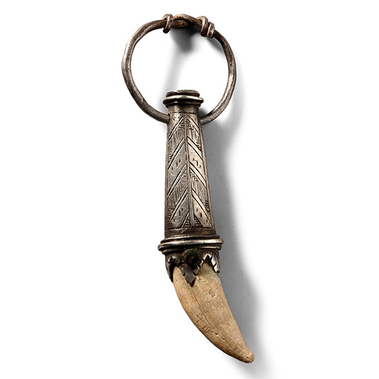 Viking Age Silver Pendant with Wolfs Tooth