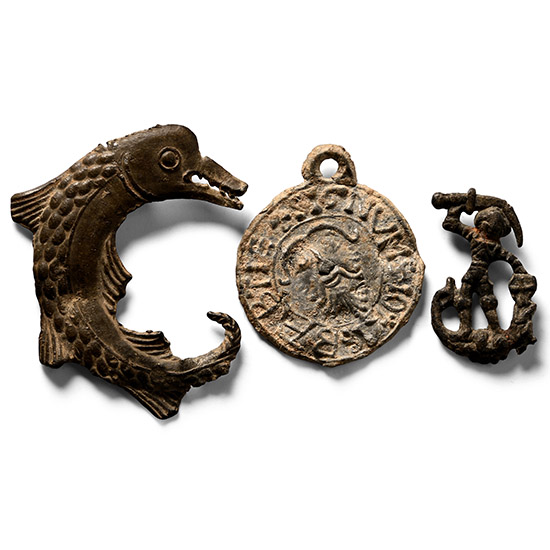 Three Pewter Pilgrim Badges