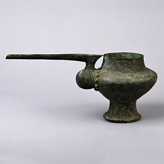 Large Amlash Bronze Spouted Libation Vessel