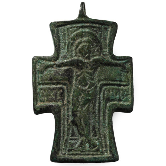 Byzantine Bronze Cross Pendant with Christ