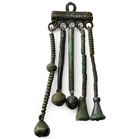 Viking Age Bronze Pendant Hanger with Bell Drops