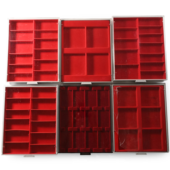 Group of Six [6] Lindner Lined Collectors Trays