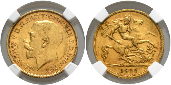 Great Britain. Windsor, George V AV Half Sovereign.