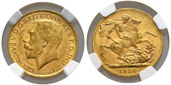 Great Britain. Windsor, George V AV Half Sovereign.