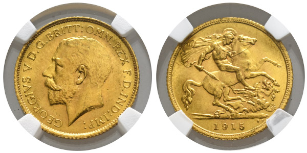 Great Britain. Windsor, George V AV Half Sovereign.