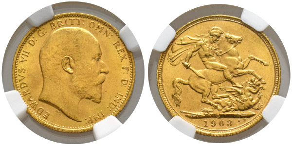 Great Britain. Saxe-Coburg-Gotha, Edward VII AV Sovereign.