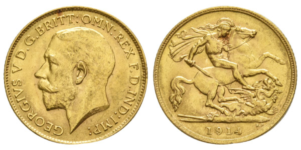 Great Britain. Windsor, George V AV Half Sovereign.