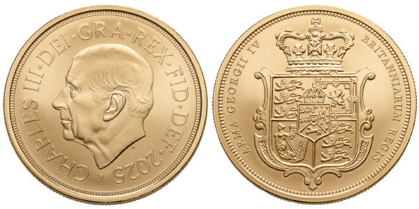 Great Britain. Windsor, Charles III Brilliant Uncirculated AV Quintuple Sovereign.