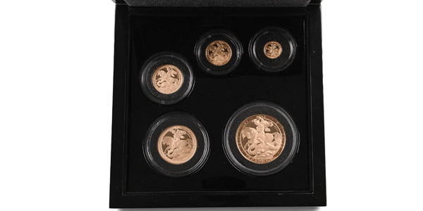 Great Britain. Windsor, Charles III Set of St. Helena Five [5] Proof AV Gold Coins.