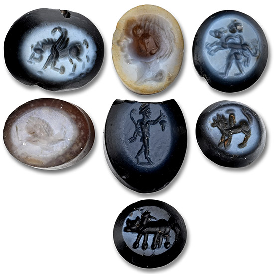 Roman and Other Carved Nicolo Gemstone Collection