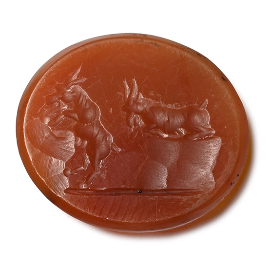 Carnelian Gemstone with a Bucolic Scence