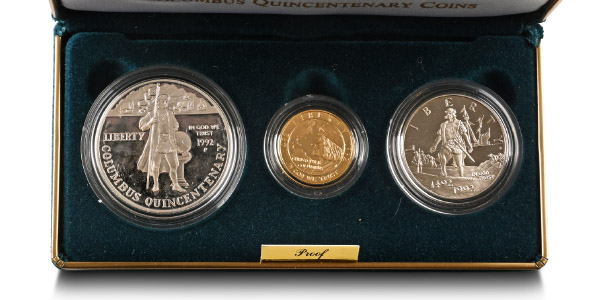 United States of America. Set of Uncirculated & Proof AV Five Dollar, AR Dollar and AR Half Dollar.