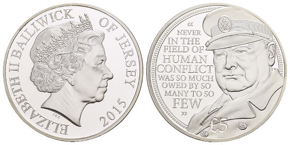 Great Britain. Jersey, Elizabeth II Proof AR Five Pounds.