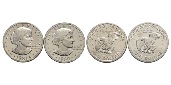 United States of America. Group of Two [2] Proof SBA Co-Ni Dollars.