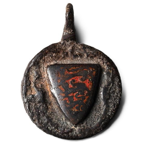 Medieval Knights Bronze Heraldic Horse Harness Pendant with Shield
