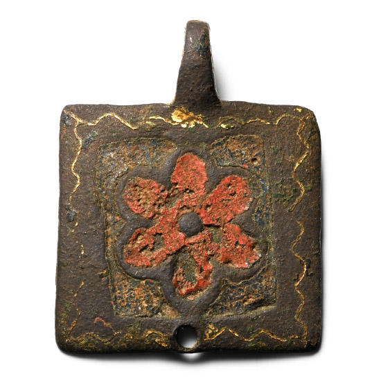 Medieval Knights Bronze Heraldic Horse Harness Pendant with Flower