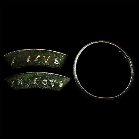 Post Medieval I LIVE IN LOVE Bronze Posy Ring