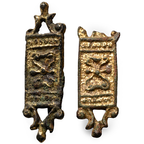 Tudor Period Knights Gilt-Bronze Belt Mount Group