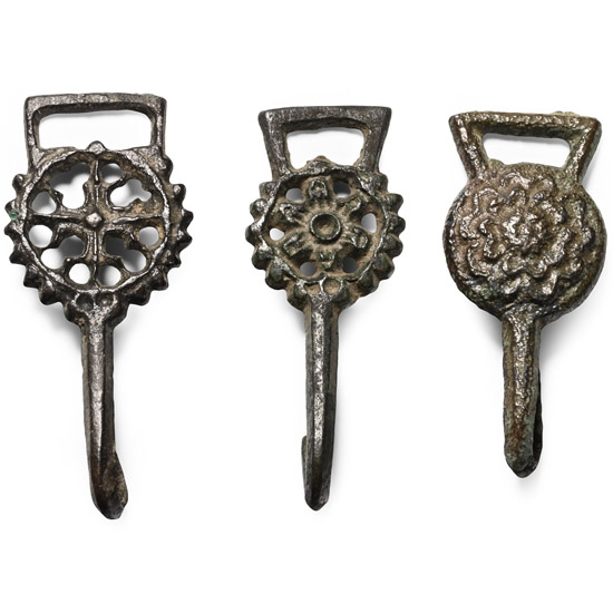 Tudor Period Bronze Hook Fastener Group